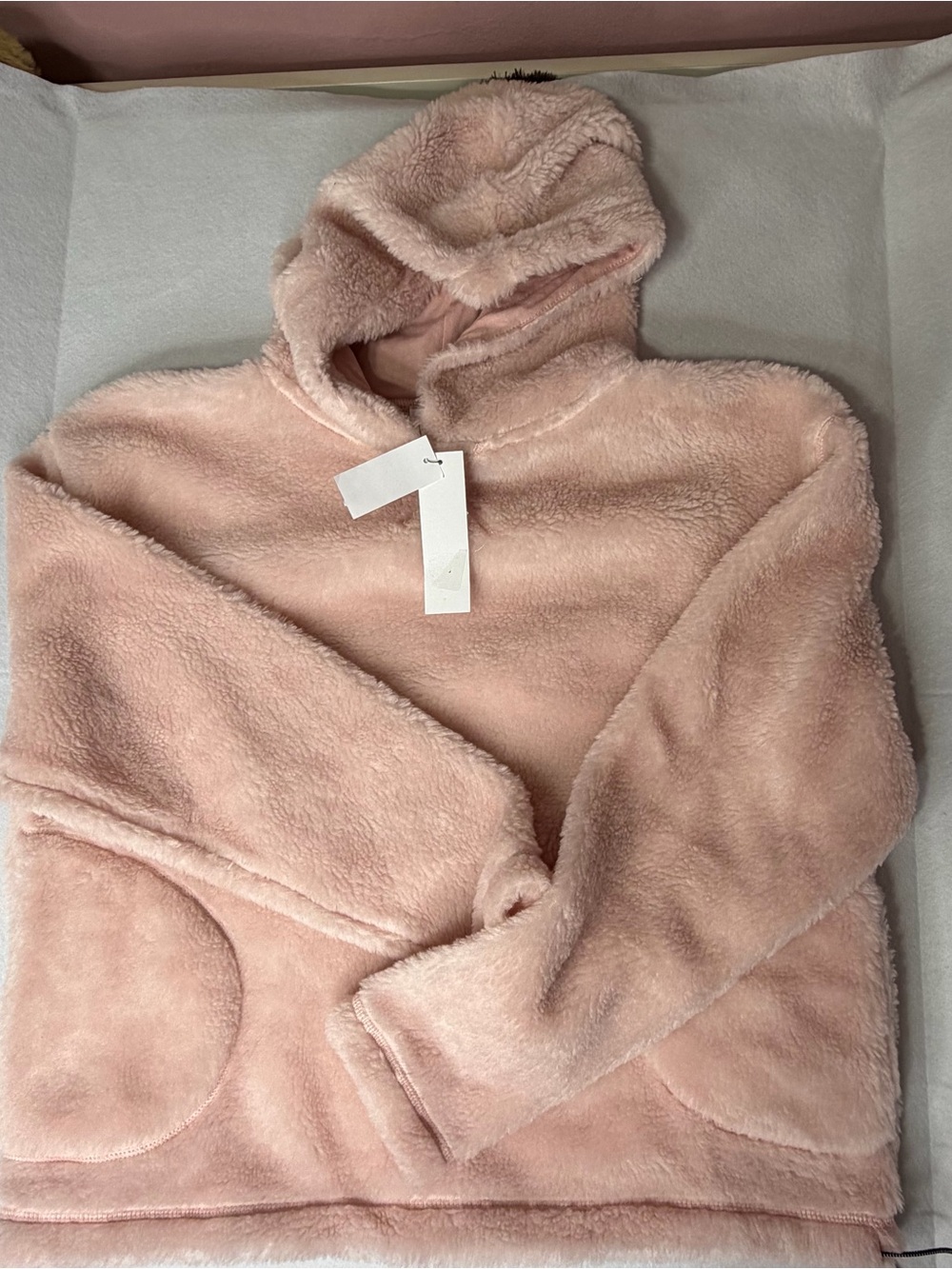 Topshop Pink Sherpa Cropped Hoodie NWT Nordstrom Long Sleeve Cozy